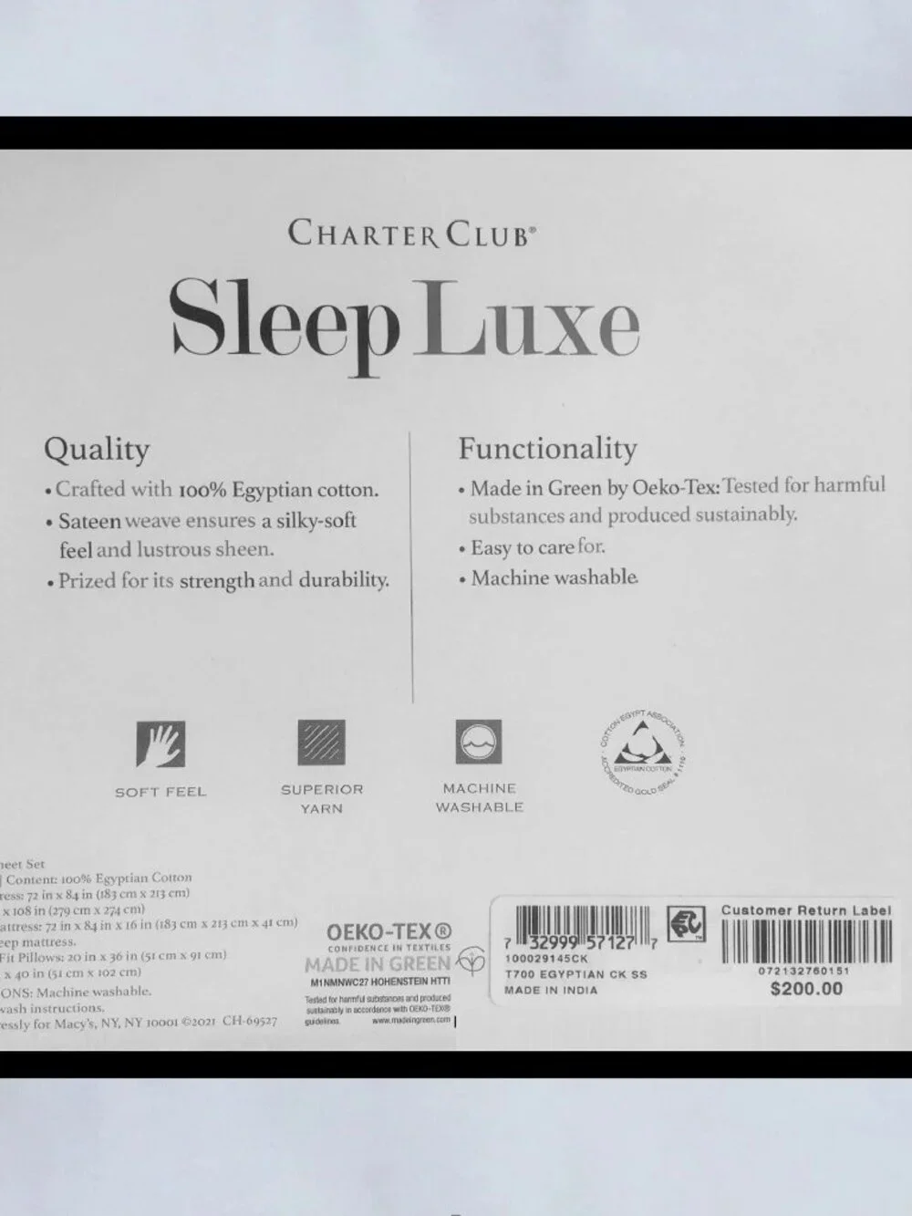 new LIGHT BLUE Charter Club Sleep Luxe 700 TC Egyptian Cotton Cal King Sheet Set